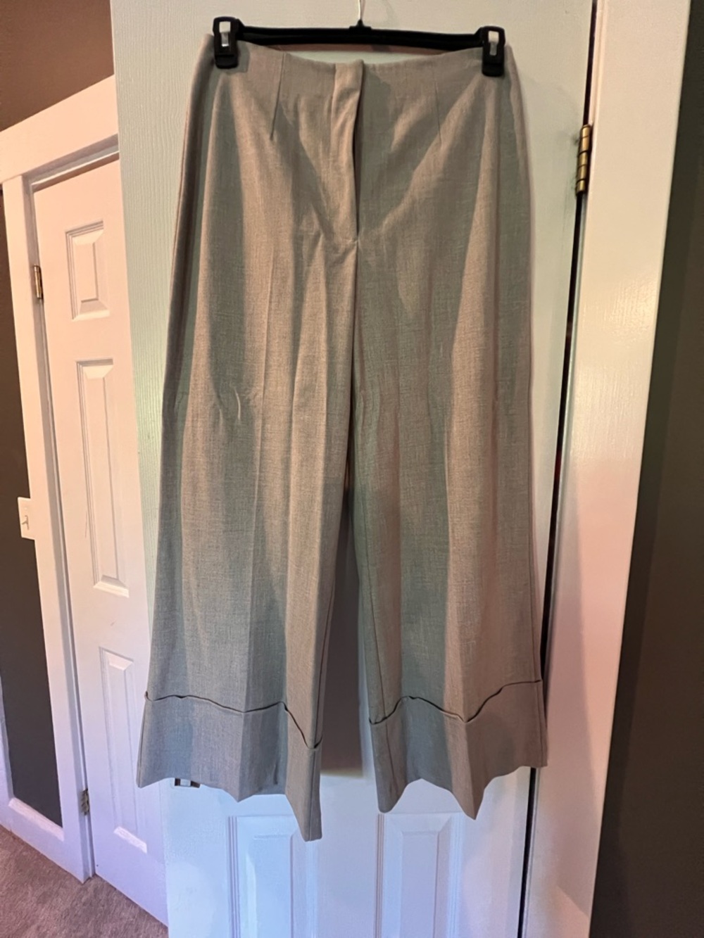 Zara Light Gray Wide-Leg Cropped Trousers